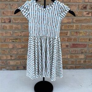 Dot Dot Smile White Dress with Black and Blue Dots